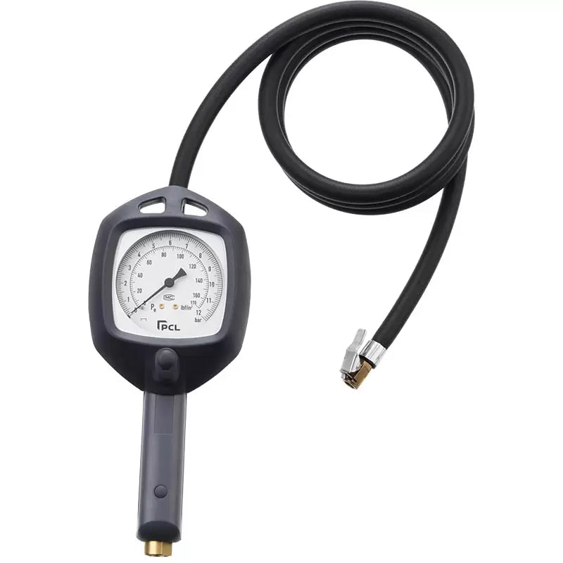 Dial Gauge Inflator 0-170 psi & 0-12 bar 1.8m Hose Euro