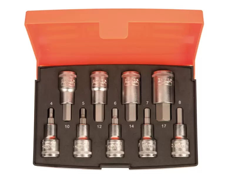 BAHCO Socket Set 9pc 1/2in Drive HEX