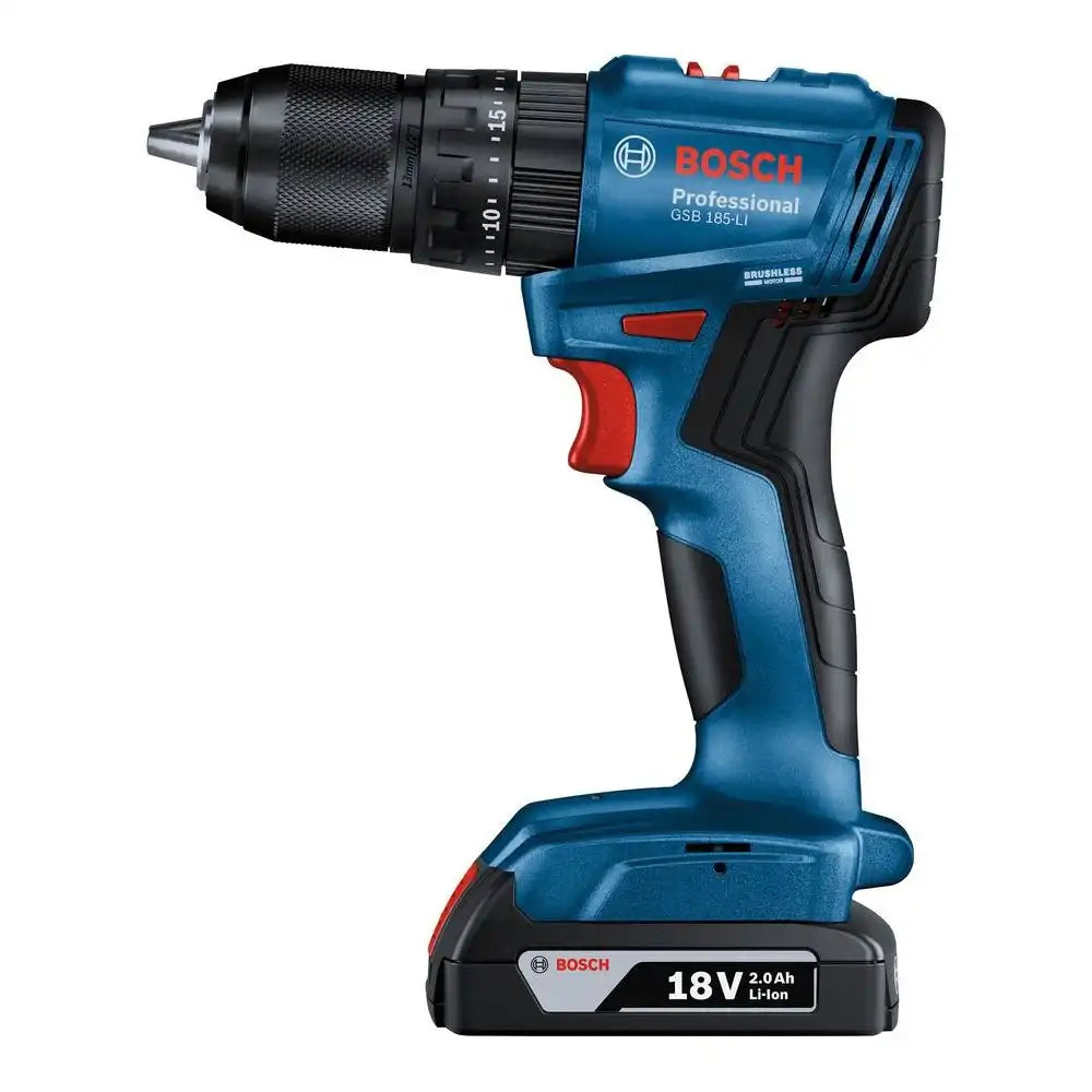 Bosch 18V Professional Hammer Drill GSB 185 with 2x 2.0Ah Li-Ion Batteries in Briefcase
