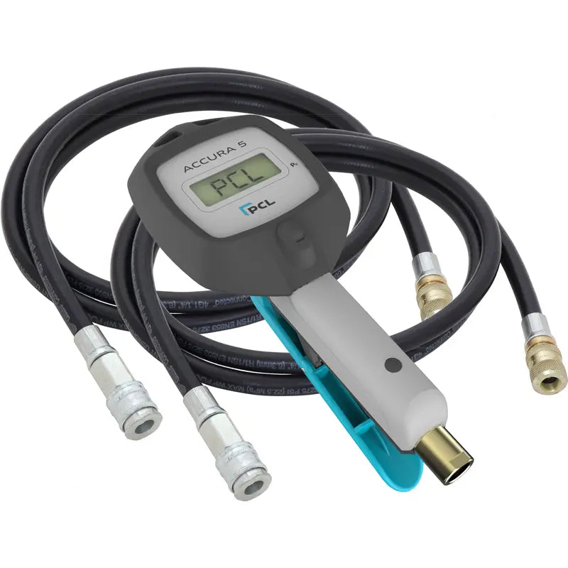 PCL DAC5A01 - ACCURA 5 Inflator 3-319 psi, 2m Hose with 8v1 Screw-On Connector & 2m Hose with 12v1 Screw-On Connector