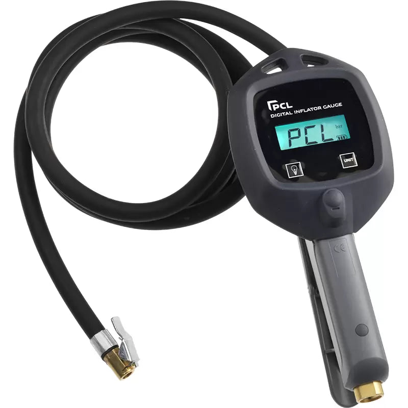 PCL DTI08 - Digital Inflator Gauge 1.8m (6ft) Hose with Euro Connector