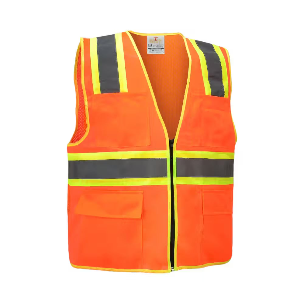 Empiral Executive Safety Vest, Size S1, Hi-Vis Zipper Vest with Executive Pockets for Supervisors - Orange