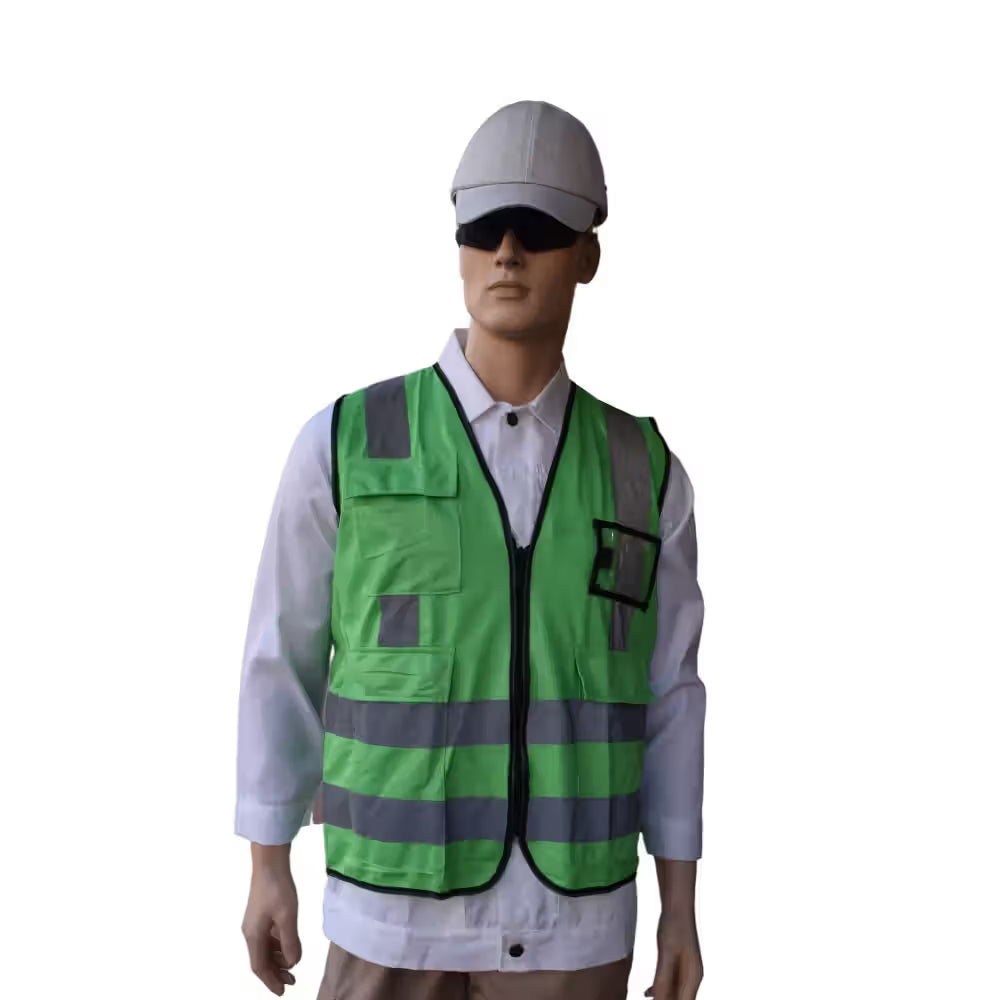 Empiral Zipper Safety Vest, Size S2, Straight-Back Reflective Zipper Safety Vest for Day/Night Visibility - Green