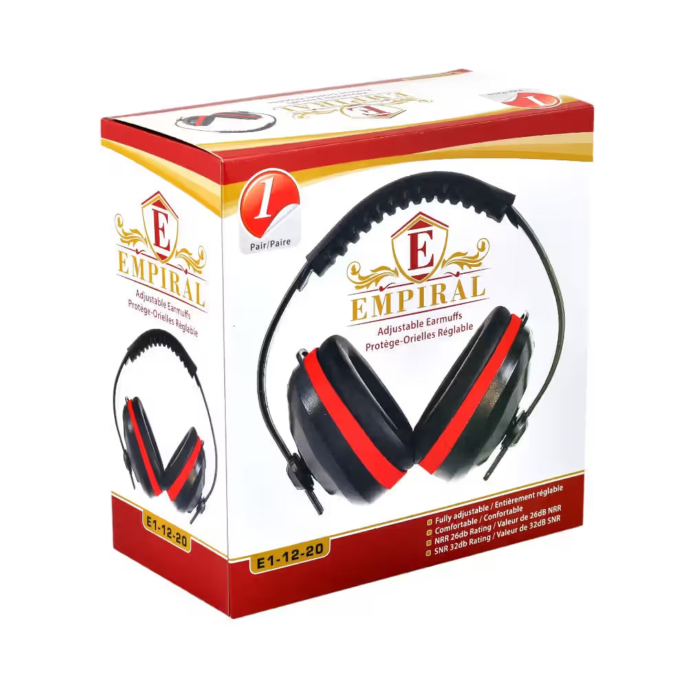 Empiral Solo Light Universal Headband Ear Muffs, Black/Red