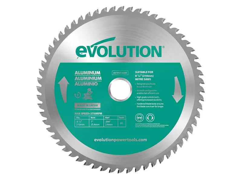 Evolution Aluminium Cutting Mitre Saw Blade 210mm