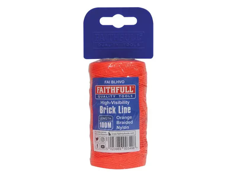 Faithfull - FAIBLHVO - Hi-Vis Nylon Brick Line 100m (330ft) Orange