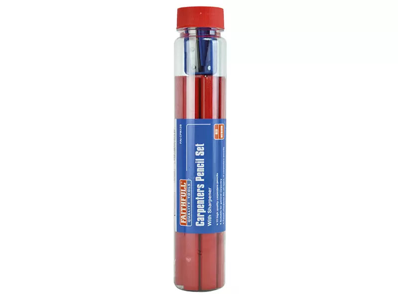 Faithfull - FAICPR12S - Carpenter's Pencils Tube & Sharpener