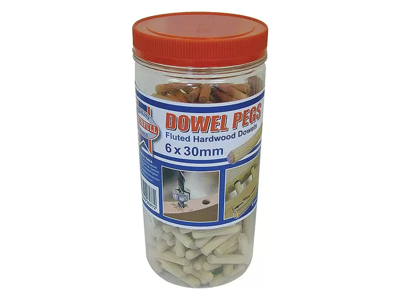 Faithfull - FAIDOW6300T - Wood Dowels Fluted 30 x 6mm (Tub 300)