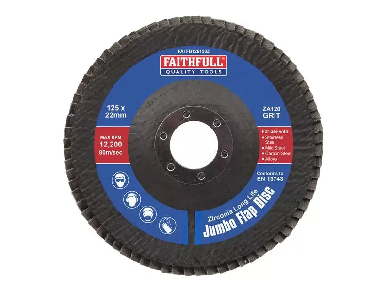 Faithfull - FAIFD125120Z - Zirconia Abrasive Jumbo Flap Disc ZA120 125mm