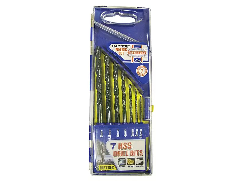 Faithfull - FAIM7PSET - HSS Drill Bit Set, 7 Piece (1.5-6.0mm)