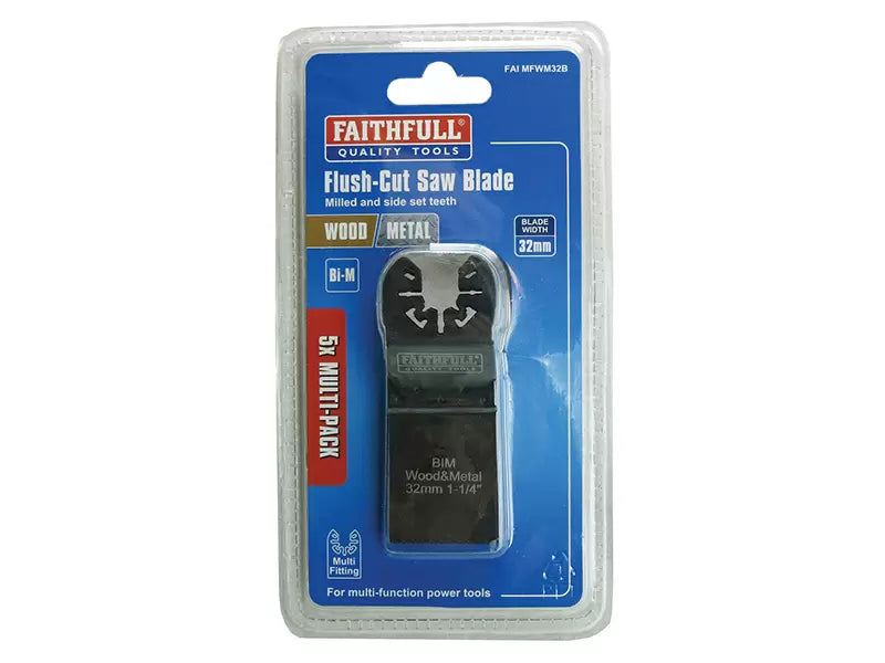 Faithfull Flush Cut Blades 32mm 5pk