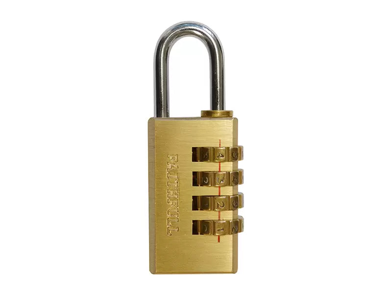 Faithfull - FAIPLB20COM - Brass Combination Padlock 20mm