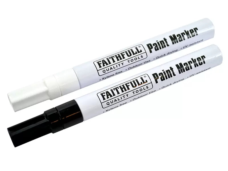 Faithfull - FAIPMBLKWHI - Paint Marker Pen Black & White (Pack 2)
