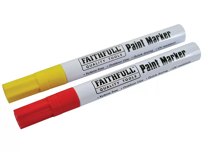 Faithfull - FAIPMYELRED - Paint Marker Pen Yellow & Red (Pack 2)