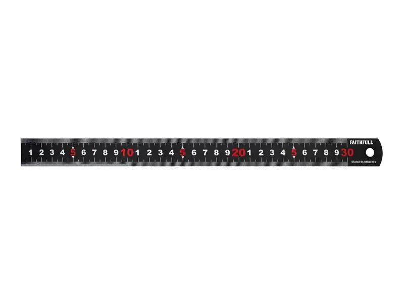 Faithfull - FAIRUL300MB - Matt Black Stainless Steel Measuring Rule 300mm