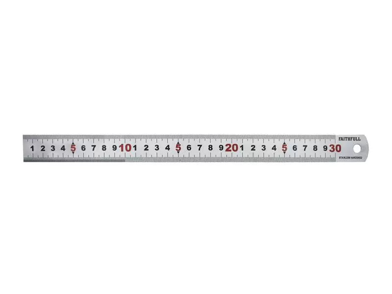 Faithfull - FAIRUL300MS - Matt Silver Measuring Rule 300mm