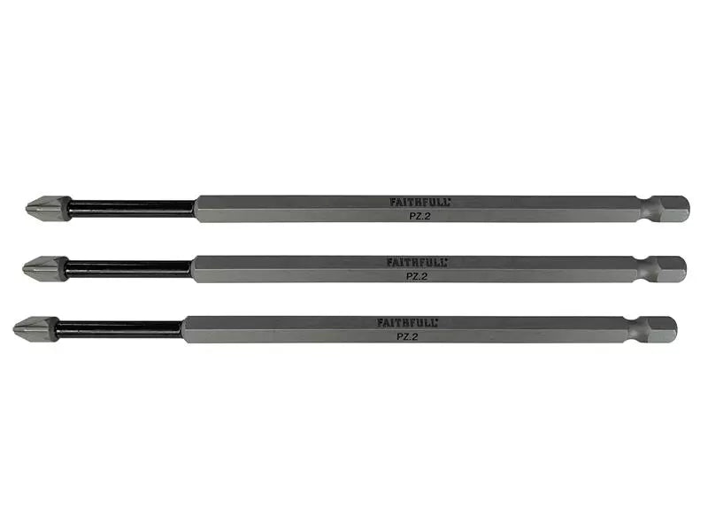Faithfull - FAISBPZ2150I - Pozidriv Impact Screwdriver Bits PZ2 x 150mm (Pack 3)