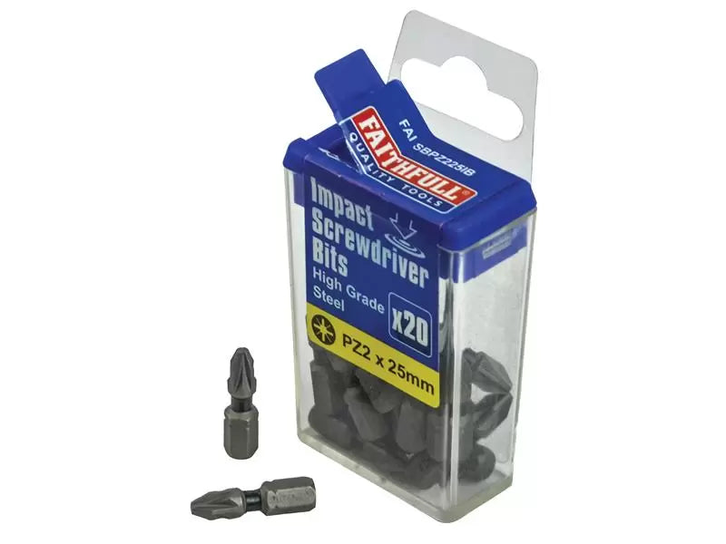 Faithfull - FAISBPZ225IB - Pozi Impact Screwdriver Bits PZ2 x 25mm (Pack 20)