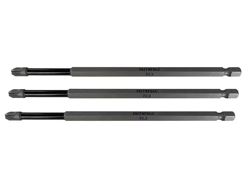 Faithfull - FAISBPZ3150I - Pozidriv Impact Screwdriver Bits PZ3 x 150mm (Pack 3)