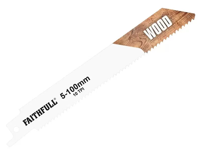 Faithfull - FAISBS811H - S811H Sabre Saw Blade Wood 150mm 10 TPI (Pack of 5)