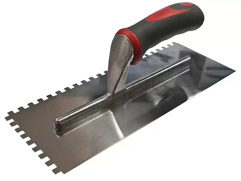 Faithfull - FAISGTNOT6SS - Notched Trowel Serrated 6mm Stainless Steel Soft Grip Handle 11 x 4.1/2in