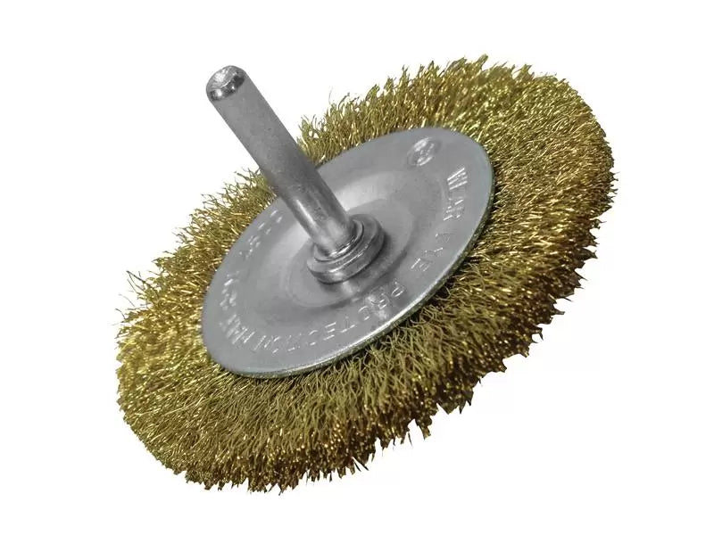 Faithfull - FAIWBS75CB - Wire Brush 75mm x 6mm Shank, 0.30 Brass Wire