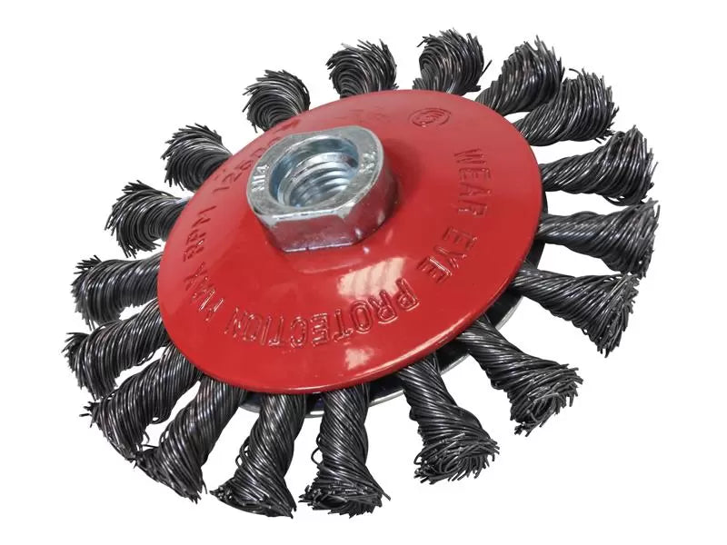 Faithfull - FAIWBTC100MC - Conical Wire Brush 100mm M10x1.5 Bore, 0.50mm Wire