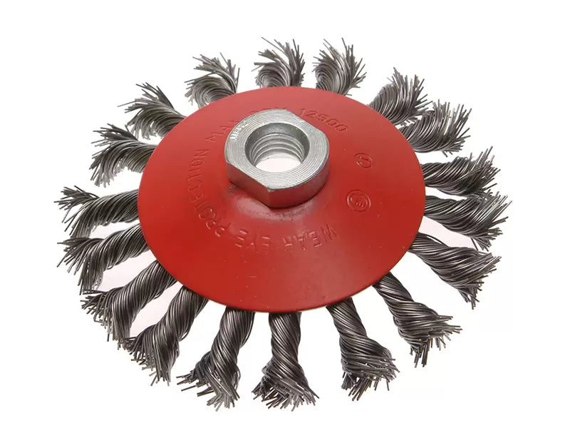 Faithfull - FAIWBTC115 - Conical Wire Brush 115mm M14x2 Bore, 0.50mm Wire