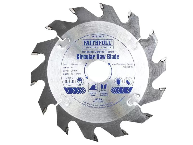 Faithfull - FAIZ12814 - TCT Circular Saw Blade 128 x 20mm x 14T POS