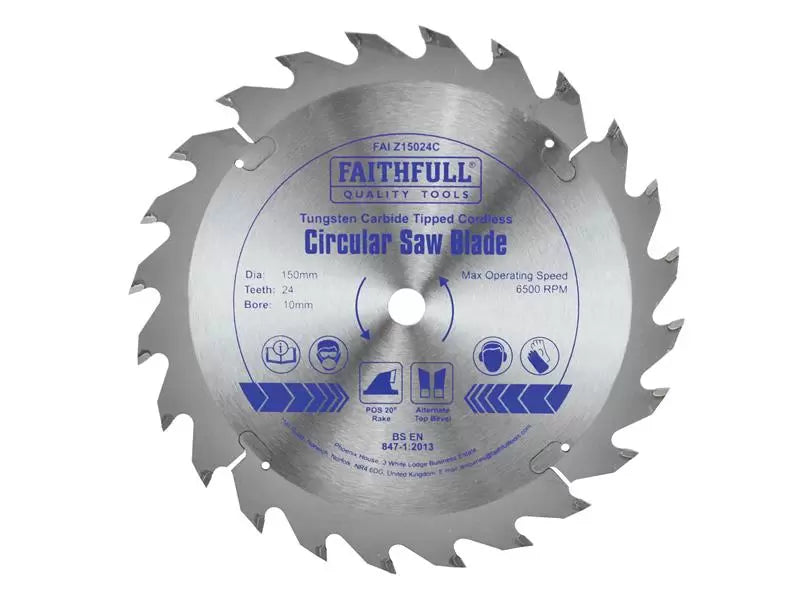 Faithfull TCT Cordless Trimsaw Blade 150mm