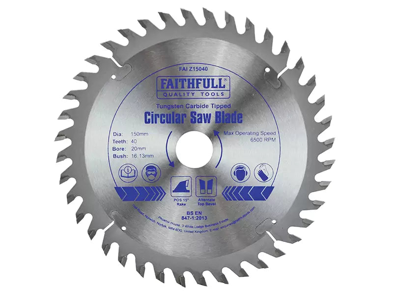 Faithfull Circular Saw Blade 150mm 40T