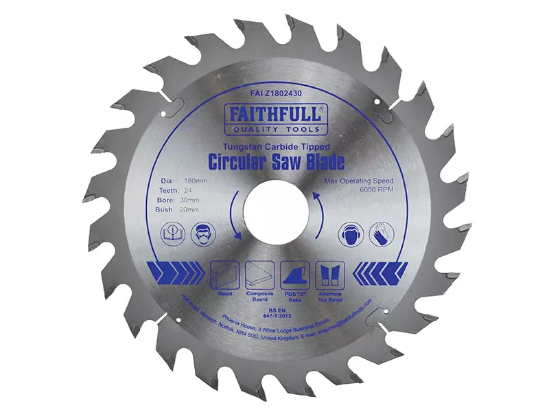 Faithfull TCT Circular Blade 180mm 30T