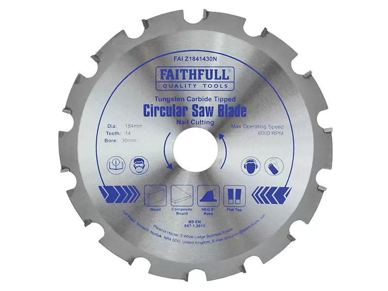 Faithfull TCT Circular Saw Blade 184mm 14T