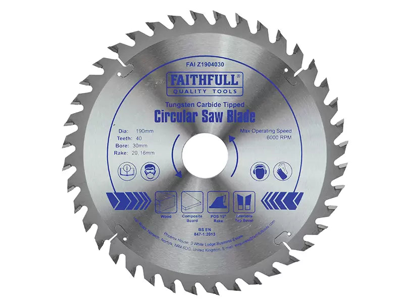 Faithfull TCT Circular Blade 190mm