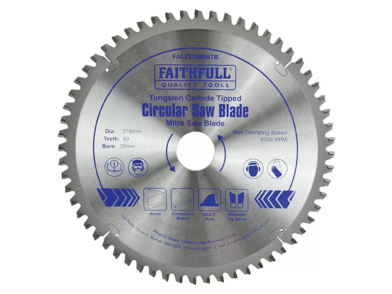 Faithfull TCT Mitre Blade 216mm