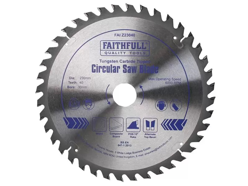 Faithfull Circular Saw Blade 230mm 40T
