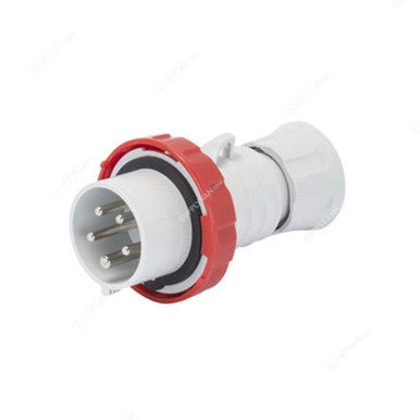 Gewiss Straight Plug, GW60042H, IP66, 32A, 3P+N+E, White/Red