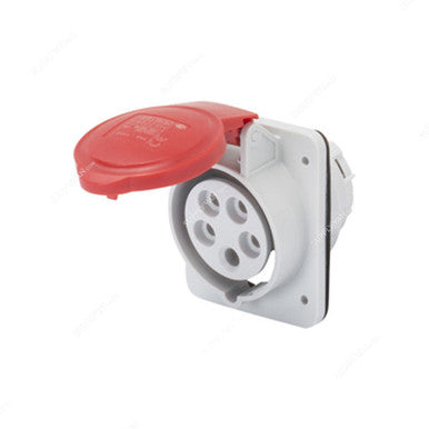 Gewiss 10 Deg Flush Mount Socket Outlet, GW62209H, IP44, 16A, 3P+E, White-Red