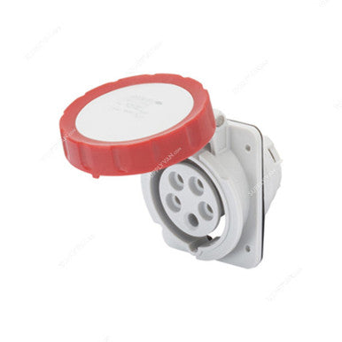 Gewiss 10 Deg Flush Mount Socket Outlet, GW62232H, IP66, 16A, 2P+E, White/Red