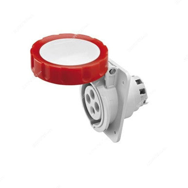 Gewiss 10 Deg Flush Mount Socket Outlet, GW62242H, IP66, 32A, 3P+E, White-Red