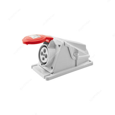 Gewiss 90 Deg Surface Mount Socket Outlet, GW62493, IP44, 32A, 3P+N+E, White/Red