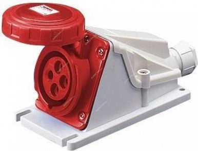 Gewiss 90 Deg Surface Mount Socket Outlet, GW62516, IP67, 32A, 3P+E, White-Red