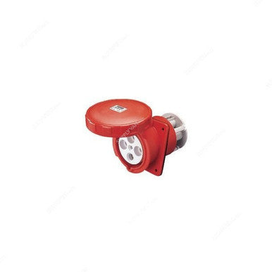 Gewiss 10 Deg Flush Mount Socket Outlet, GW63253H, IP66, 63A, 3P+E, White-Red