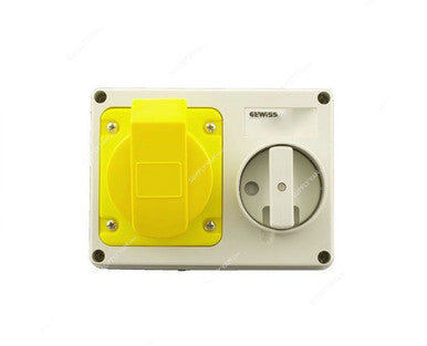 Gewiss Horizontal Socket Outlet, GW66001, IP44, 16A, 2P+E, White-Yellow