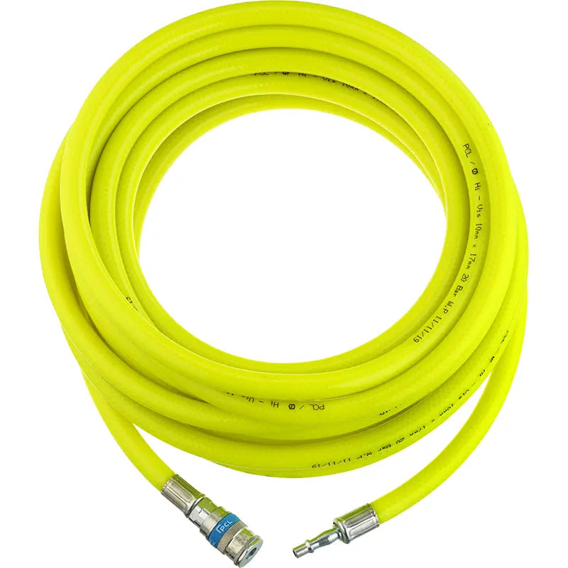 PCL HA2134HV - Hose Assembly Yellow High Visibility, 10m of 10mm i/d Hose, Standard Adaptor to Vertex Coupling