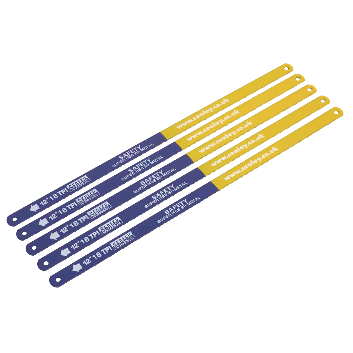 Sealey - HSB0518 - HSS Bi-Metal Hacksaw Blade 18tpi 300mm - Pack of 5