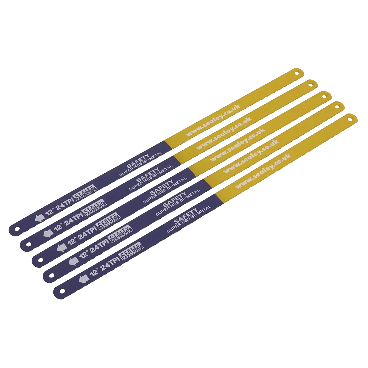 Sealey - HSB0524 - HSS Bi-Metal Hacksaw Blade 24tpi 300mm - Pack of 5