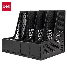 Deli Magazine Rack, 3 Compartments, Black