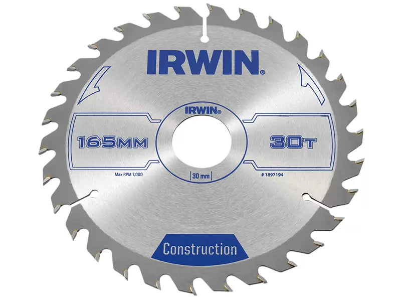 Irwin - IRW1897194 - Construction Circular Saw Blade 165 x 30mm x 30T ATB