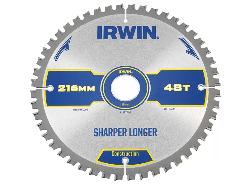 Irwin Construction Mitre Circular Saw Blade 216mm